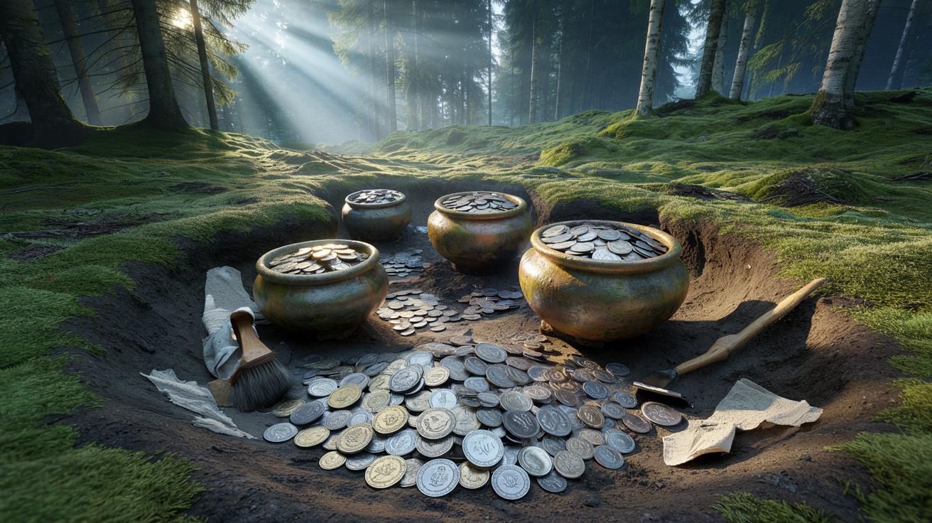 Sensation im Wald: Vier Töpfe aus dem 18. Jahrhundert mit über 7.000 Silbermünzen entdeckt